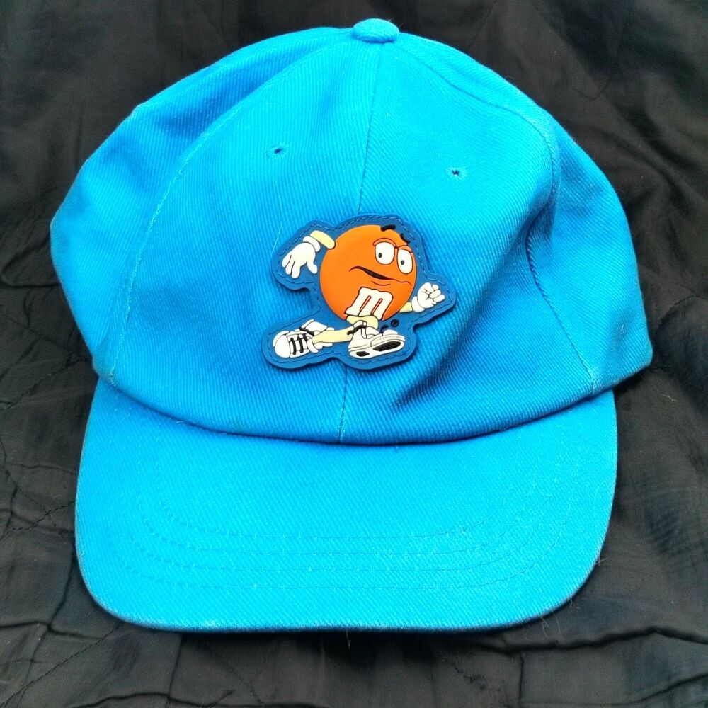 M&M's Crispy Orange Character Hat 1999 Mens Adjustable Blue Baseball Cap